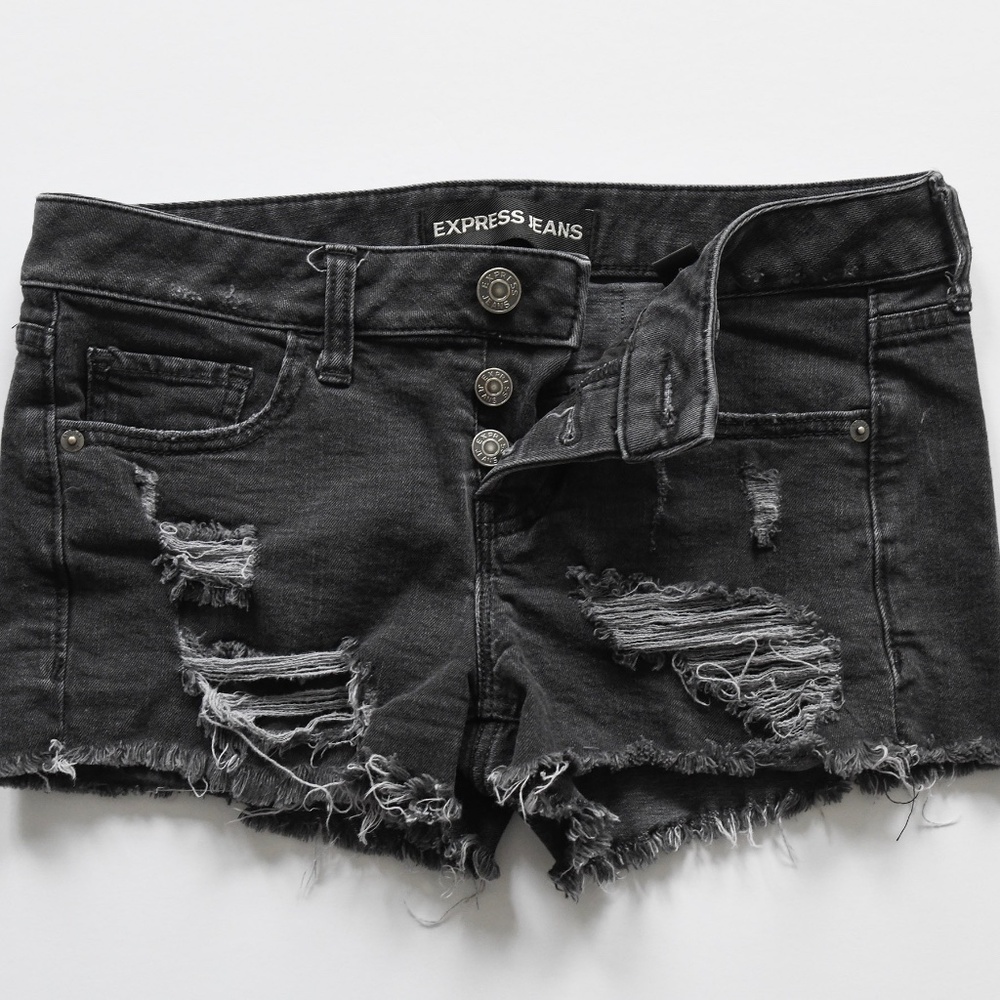 Black Distressed Shorts